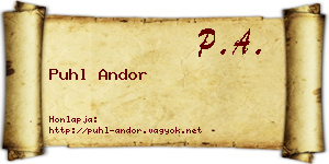 Puhl Andor névjegykártya