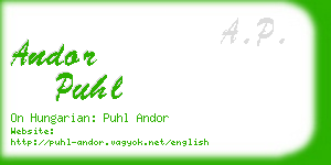 andor puhl business card